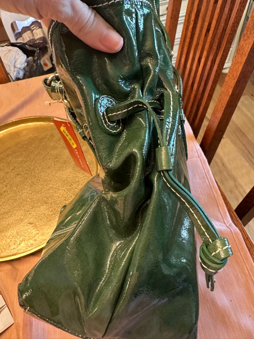 Vintage Y2K Dooney & Bourke Green Patent medium Chiara Leather tote bag NWT - Picture 8 of 11